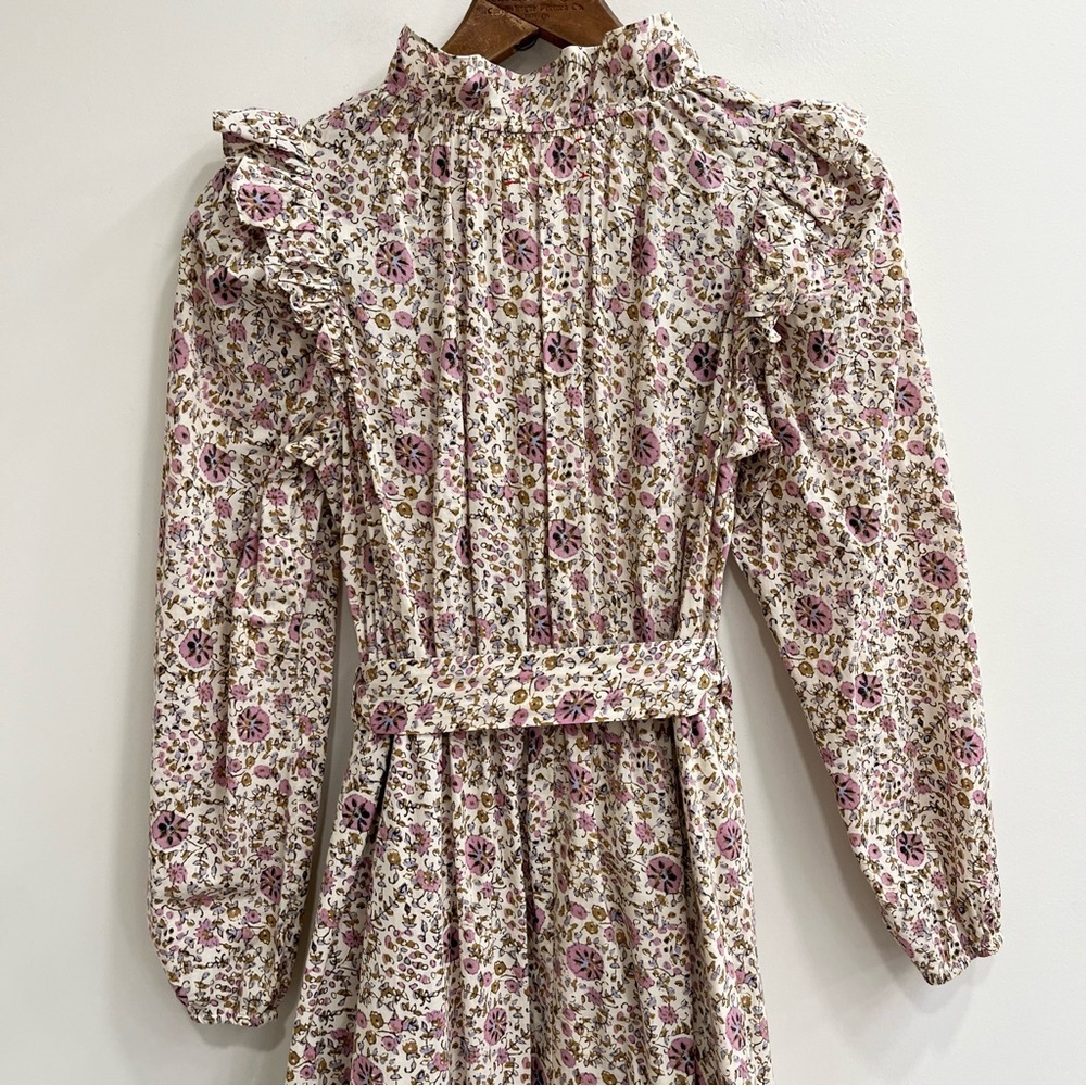 XIRENA isley dress in ivy vines cream pastel pink floral long sleeve ruffles XS - Picture 11 of 16